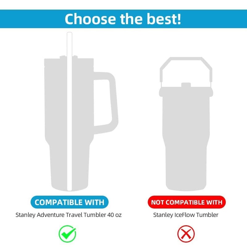 GIGGLE TREE 4 PCS Stainless Steel Replacement Straws for Stanley 40oz Cup, Reusable Compatible with Stanley Adventure Durable Cup Straws with Cleaning Brush - Image 4