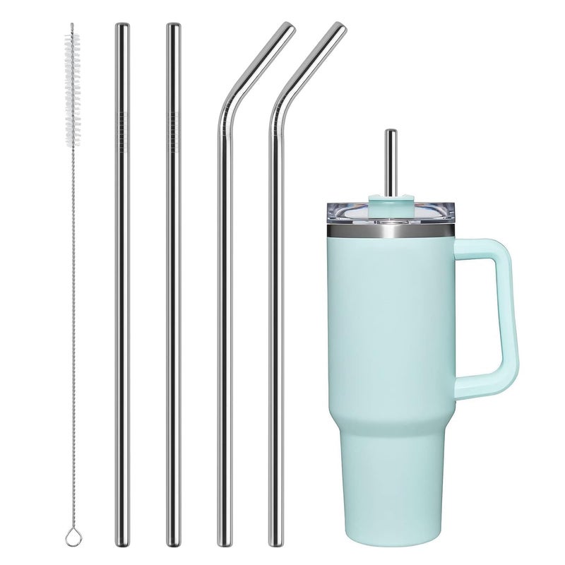 GIGGLE TREE 4 PCS Stainless Steel Replacement Straws for Stanley 40oz Cup, Reusable Compatible with Stanley Adventure Durable Cup Straws with Cleaning Brush - Image 1