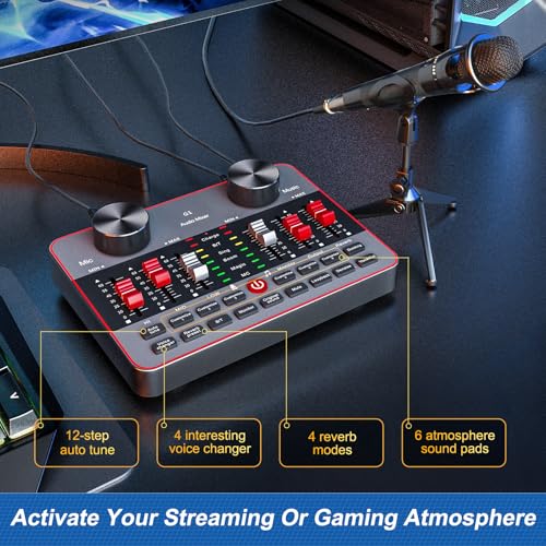 neculogy Podcast Equipment Bundle for 2 Mic Tiktok Video Content Creator Kit, Audio Interface DJ Mixer Sound Card/Board Condenser Microphone for Studio Smartphone/PC/Laptop Broadcast Recording/Live Stream - Image 5