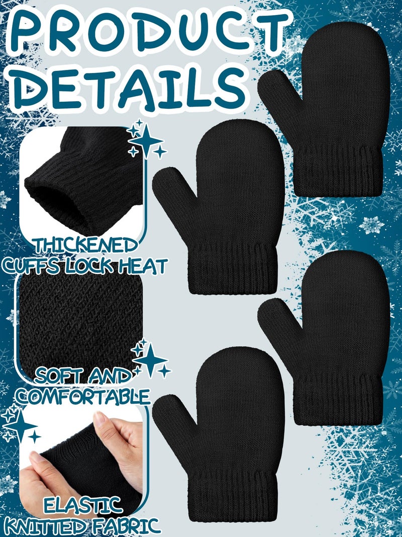 SATINIOR 3 Pairs Toddler Magic Stretch Mittens Little Girls Knit Mitten Baby Boys Soft Winter Knitted Gloves(Black,1-4 Years,Classic) - Image 5