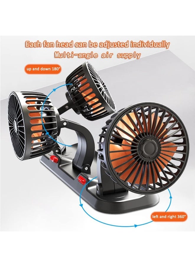 Three-head car cooling fan, 12V, 360-degree rotating, two adjustable speeds, 51-inch cord length, portable cooling fan for SUVs, RVs, cars, boats, and golf courses. - Image 3
