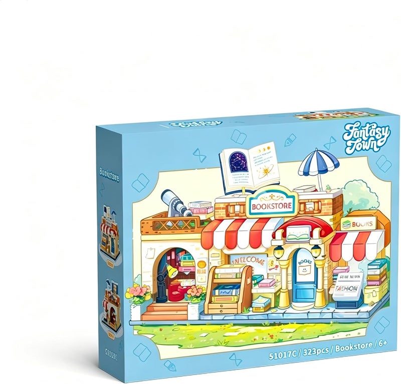 OMIRE Cute Dreamy Street View Building Blocks Kit, Adorable Mini Street Scene Construction Bricks with Cute Mini Shop & House Shapes, Fun DIY Assembly Toy for Girls & Boys 3-12 - Image 2