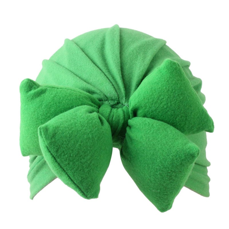 Soft Lightweight Cotton Newborn Baby Beanie Hat With Bowknot Green Photo Prop - Image 5