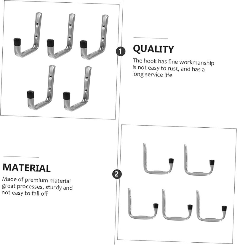 Heavy Duty Galvanized Steel Hooks 5Pcs Wall Mount Storage Hanger For Garage Household - Image 5