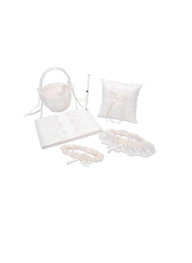 Deluxe Guest Book Set Ivory with Pearl Accent - Image 3