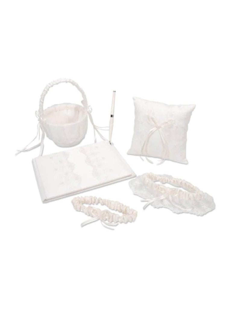 Deluxe Guest Book Set Ivory with Pearl Accent - Image 2