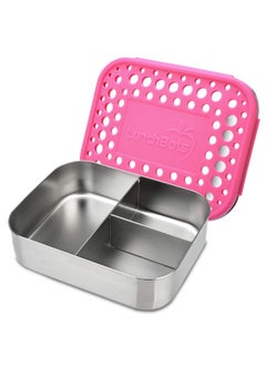 LunchBots Medium Trio Ii Snack Container - Divided Stainless Steel Food Container - Three Sections For Snacks On The Go - Eco-Friendly Dishwasher Safe Bpa-Free - Stainless Lid - Pink Dots  - Image 1
