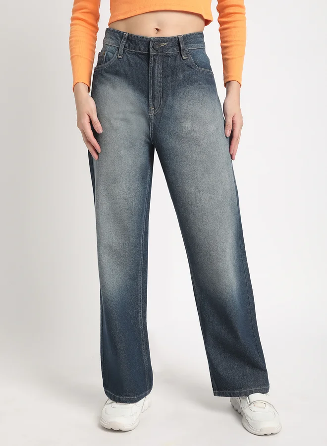 تايك تو بنطال جينز كارجو بخصر عالي وقصة مريحة