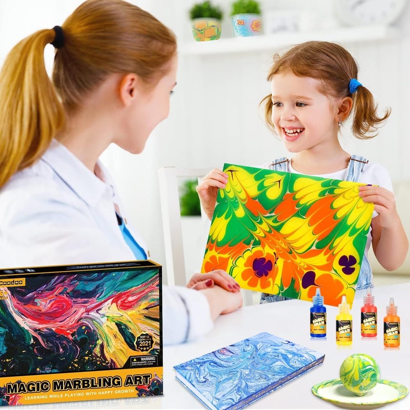 Coodoo Water Marbling Paint for Kids - Arts and Crafts for Girls & Boys Crafts Kits Ideal Gifts for Kids Age 6-8 8-12 - Image 5