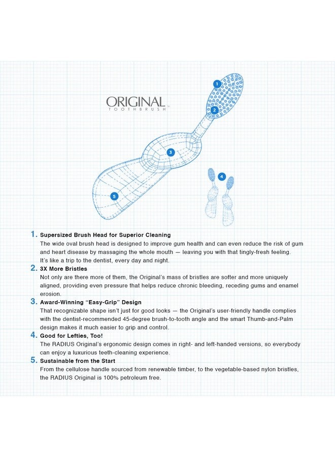 Radius - Original Left Hand Toothbrush, Soft Bristles, Designed To Improve Gum Health And Reduce The Risk Of Gum Disease, Made With Sustainable Materials (Colors May Vary) - Image 5