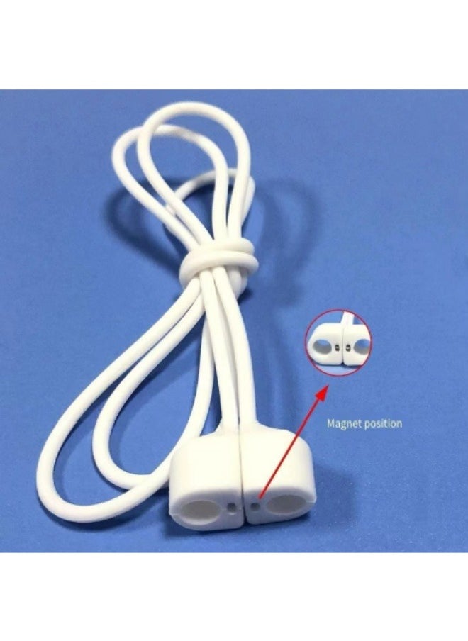 Generic - Anti-Lost Rope Magnetic Silicone Lanyard Headset Anti-Lost Line For AirPods 3/4/5 White - Image 1