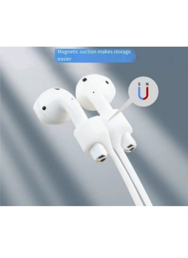 Generic - Anti-Lost Rope Magnetic Silicone Lanyard Headset Anti-Lost Line For AirPods 3/4/5 White - Image 1