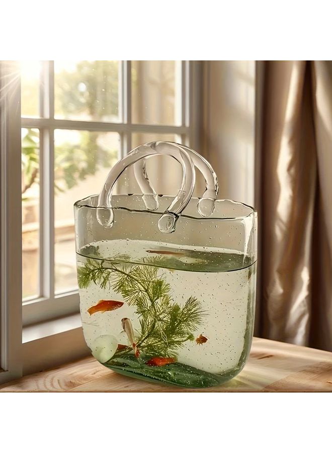 Creative Handbag Fish Tank Vase Multipurpose Aquarium Hydroponic Planter Desktop Decor - Image 2
