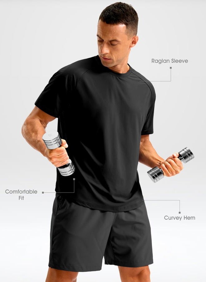 Soothfeel Mens Workout Shirts Quick Dry Athletic Running T-Shirts Short Sleeve Cooling Moisture Wicking Gym Active Tee Tops, Black, M - Image 4