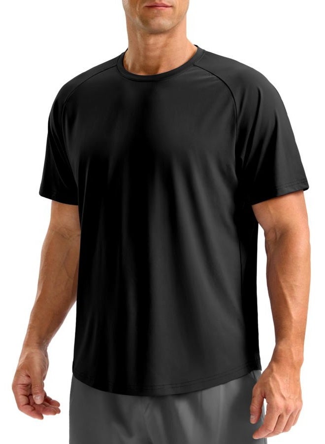 Soothfeel Mens Workout Shirts Quick Dry Athletic Running T-Shirts Short Sleeve Cooling Moisture Wicking Gym Active Tee Tops, Black, M - Image 1