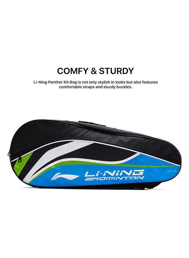 Li-Ning Panther Double Zipper Polyester Badminton Kit Bag (Black/Blue, Large)  | Stash pocket | Ample storage | Unisex - Men, Boys, Girls, Women  - Image 4