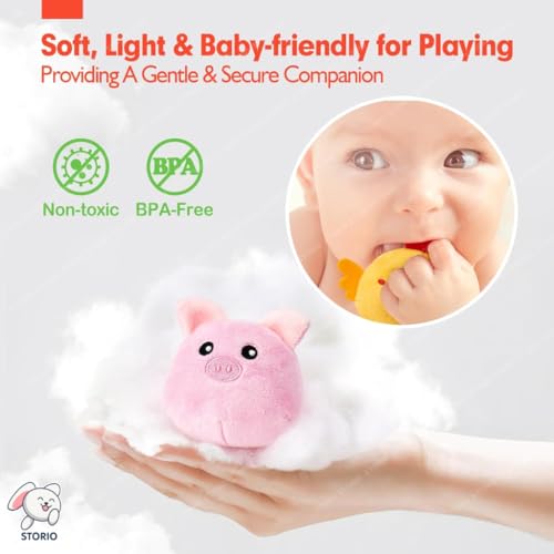 Storio Baby Toys 6–12 Months – Surprise Barn with Stuffed Farm Animals, Rattle, Crinkle Paper, Mirror | Montessori Toys for 6 Month Old Babies | Sensory Balls for Toddlers 1–3 | 1st Birthday Gifts - Image 4