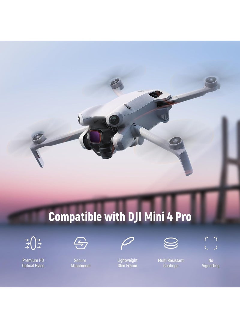 Neewer Mini 4 Pro ND & CPL Filter Set Compatible with DJI Mini 4 Pro, 4 Pack ND16 ND64 ND256 CPL Polarizer and Neutral Density Filters Drone Lens Accessories, Multi Coated HD Optical Glass/Aluminum Frame  - Image 2