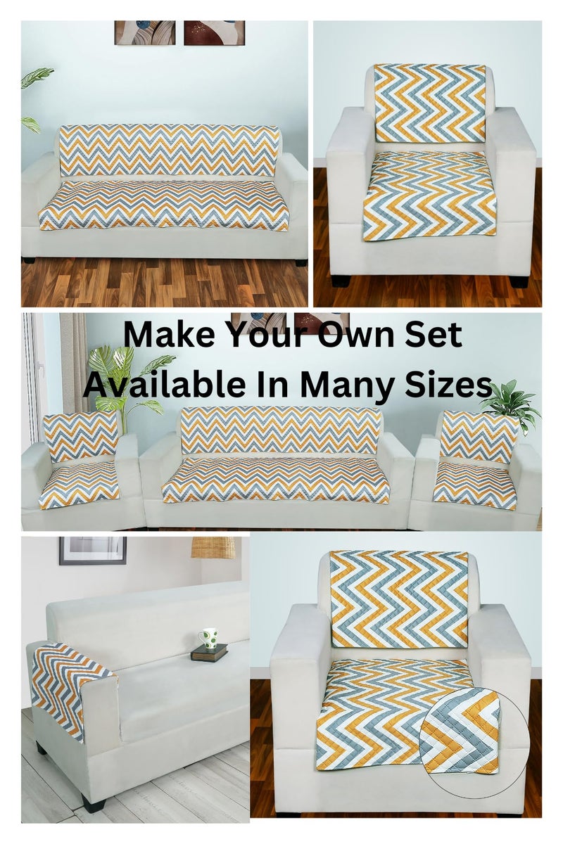AMAZE ATTIRES Printed Sofa Seat Cover for 3 Seater with Heavy Antiskid Backing & Easily Machine Washable Sofa Seat Runner for Couch or Home Living Area - (27 x 72 Inches - 2 Piece) Yellow Zigzag - Image 3