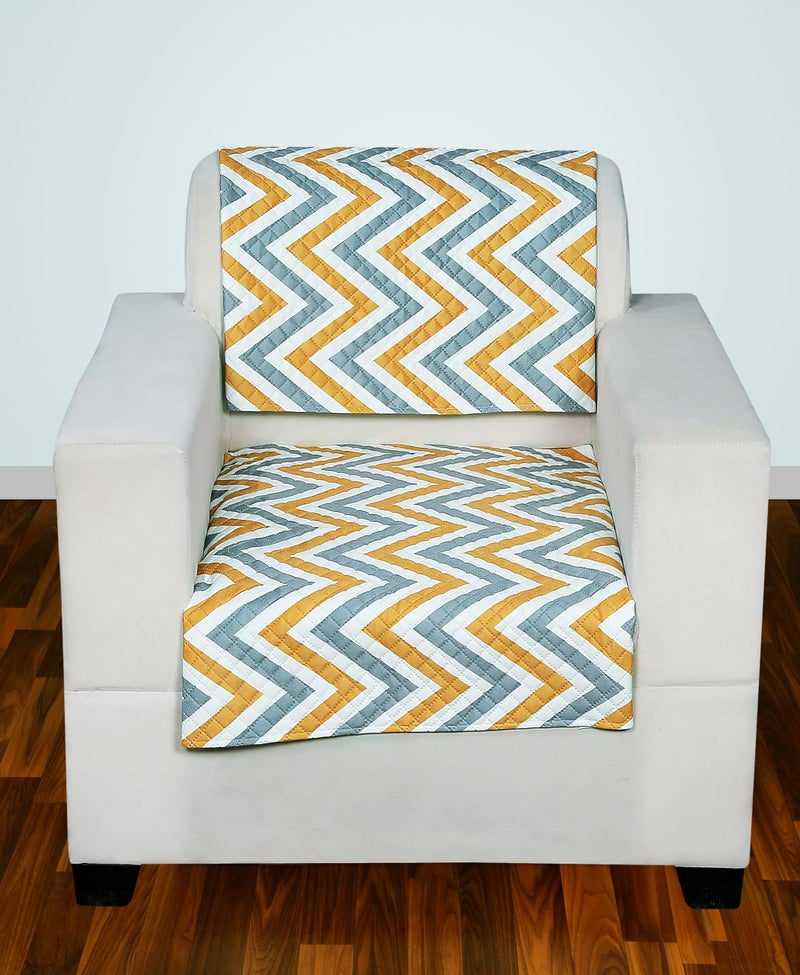 AMAZE ATTIRES Printed Sofa Seat Cover for 3 Seater with Heavy Antiskid Backing & Easily Machine Washable Sofa Seat Runner for Couch or Home Living Area - (27 x 72 Inches - 2 Piece) Yellow Zigzag - Image 2