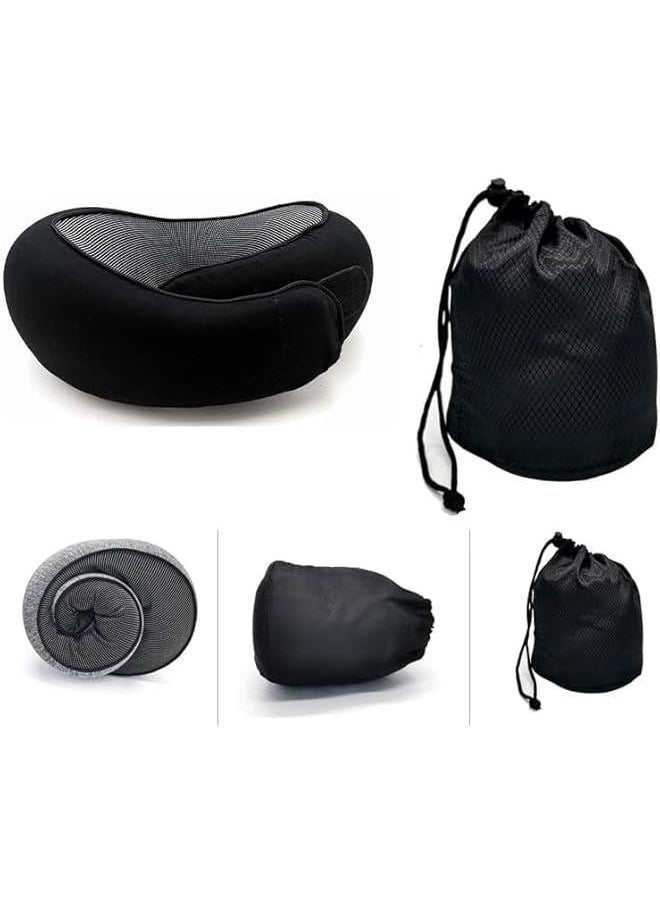 HOOKOR Pyebe Wander Plus Travel Pillow, Flyhugz Neck Pillow, Wander Plus Neck Pillow, Memory Foam Travel Pillow, Ergonomic Design Full Neck Surround Bundle Eyecover & Earplugs (Black)  - Image 2