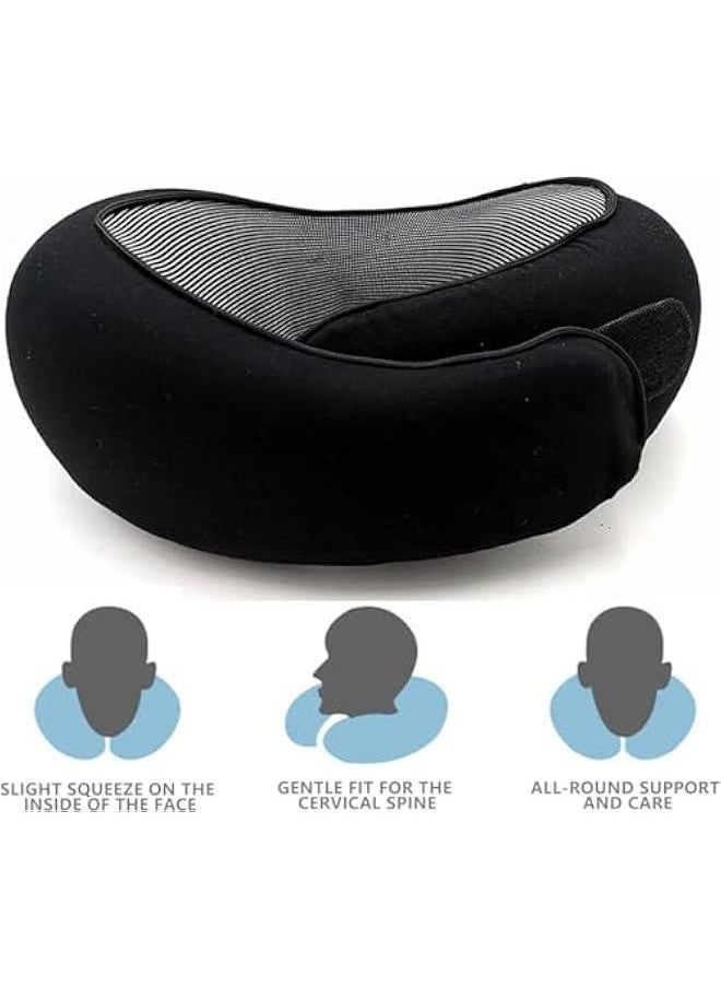 HOOKOR Pyebe Wander Plus Travel Pillow, Flyhugz Neck Pillow, Wander Plus Neck Pillow, Memory Foam Travel Pillow, Ergonomic Design Full Neck Surround Bundle Eyecover & Earplugs (Black)  - Image 3
