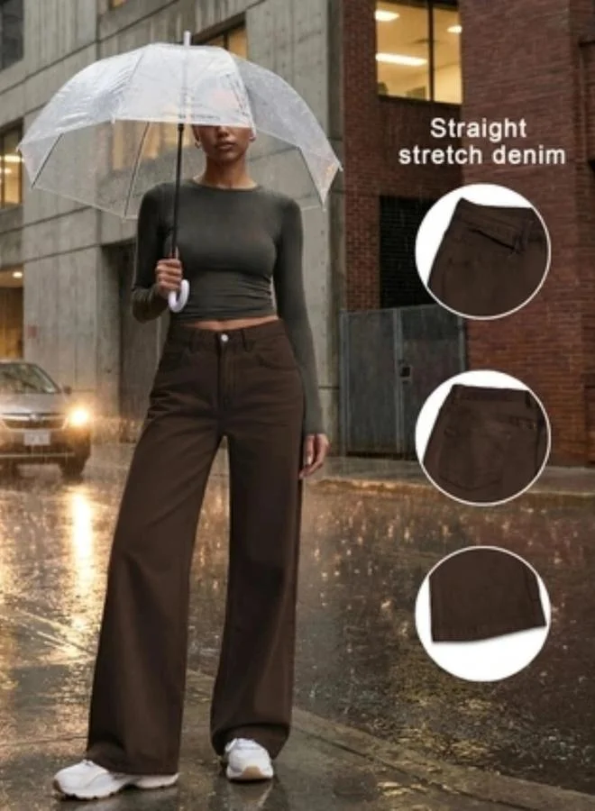 Take Two Women Solid High Rise Straight Leg Jeans