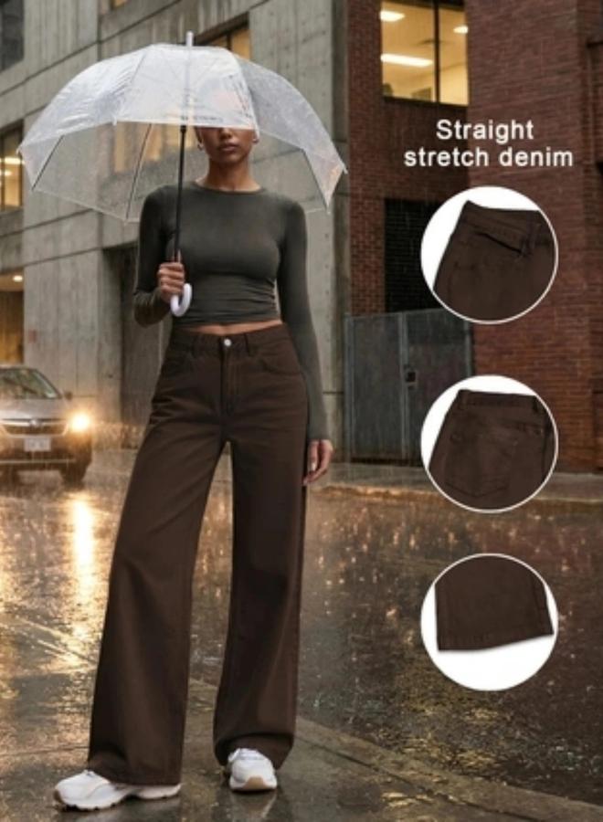 Take Two Women Solid High Rise Straight Leg Jeans - Image 2