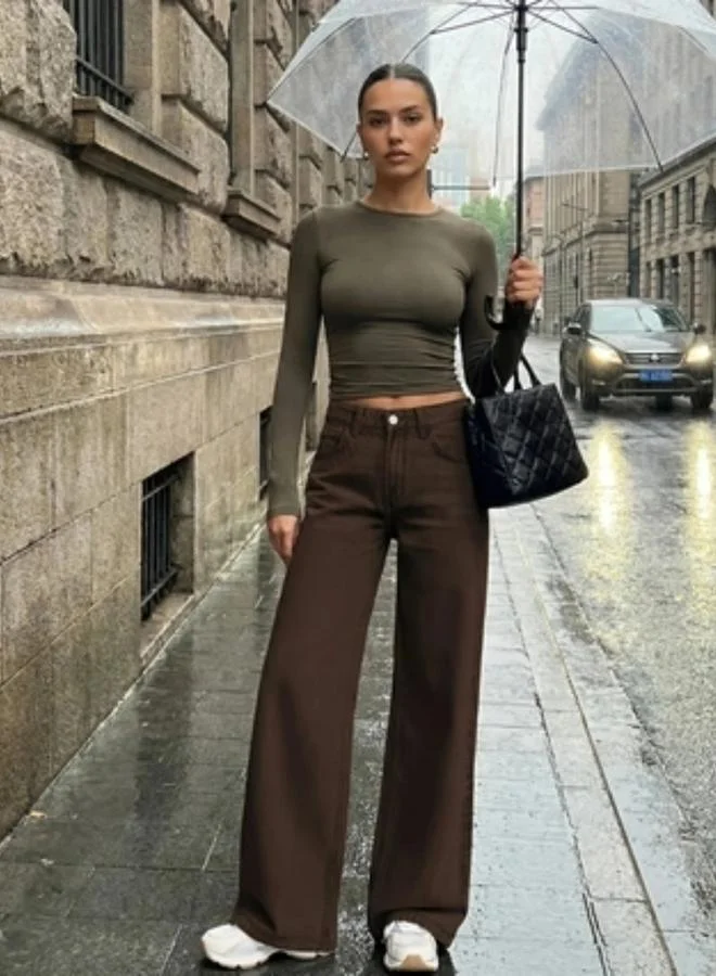 Take Two Women Solid High Rise Straight Leg Jeans