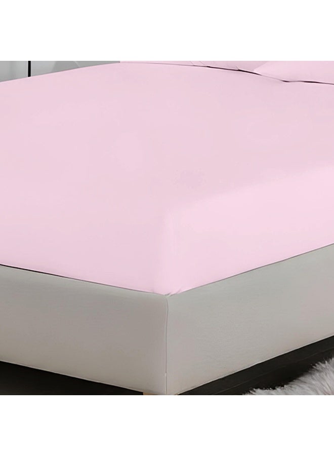 Rest 3-Piece Pink Plush 160x200+30cm Fitted Bedsheet Set Includes 1 Deep Pocket Fitted Bedsheet and 2 Pillow Covers, Breathable and Machine Washable  - Image 2