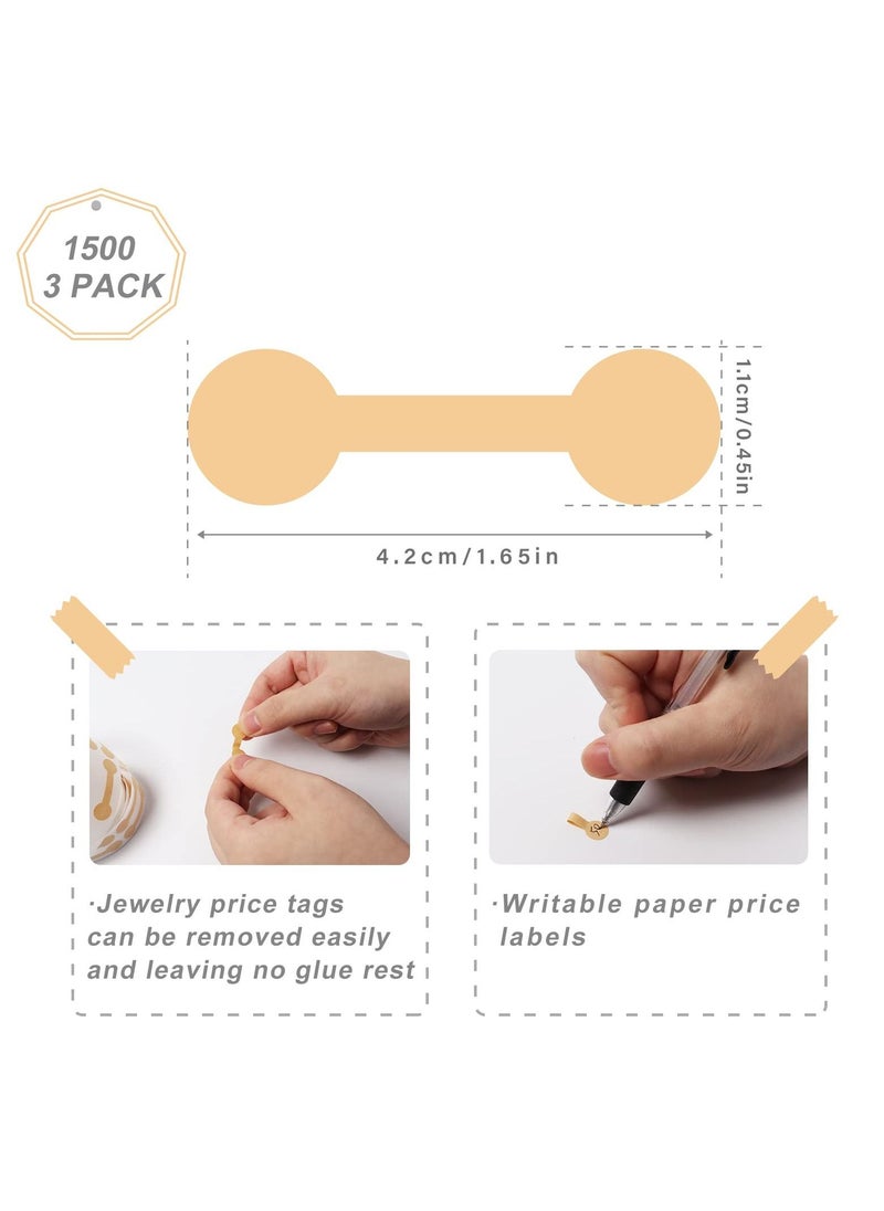 Excefore Jewelry Tags Blank, 1500 pcs Barbell Jewelry Price Tags, Self Adhesive Blank Price Indentification Tags, Jewelry Price Tags Stickers Labels Suitable for Bracelet, Ring, Clothing Display  - Image 2