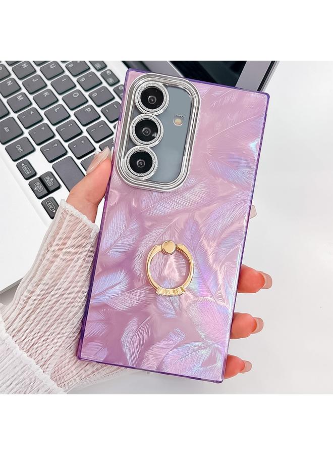 S-TOP Case For Samsung Galaxy A15 5G Plating Glitter Texture Ring Holder TPU Phone Case with Lens Film - Image 1