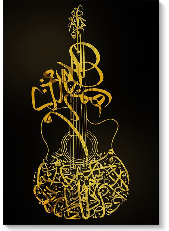 RYN Guitar Calligraphy Themed Wall Art Painting Black/Yellow 40x60cm - Image 2