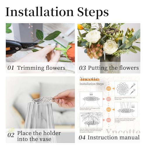 Yncotte Flower Arrangement Holder, 3Pcs Floral Grid Flower Frog Tool Wire Arranger Twist for Vase Floral Stems Bouquets Plant Fixation - Image 5