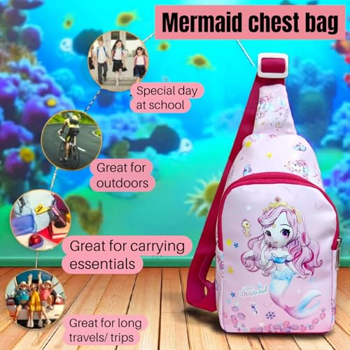 Tera13 TERA 13 3D Mermaid Theme Chest Bag For Kids (Pack Of 1) | Crossbody Sling Bag For Kids | Birthday Return Gift | Crossbody Bag For Outdoor, Travel, Picnic | Messenger Bag For Boys & Girls - Image 2