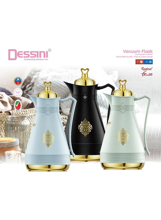 DESSINI Dessini Tea & Coffee Vacuum Flask 1L Dk102 Blue/Gold  - Image 3