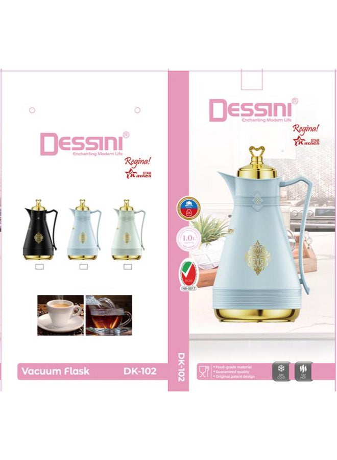 DESSINI Dessini Tea & Coffee Vacuum Flask 1L Dk102 Blue/Gold  - Image 2