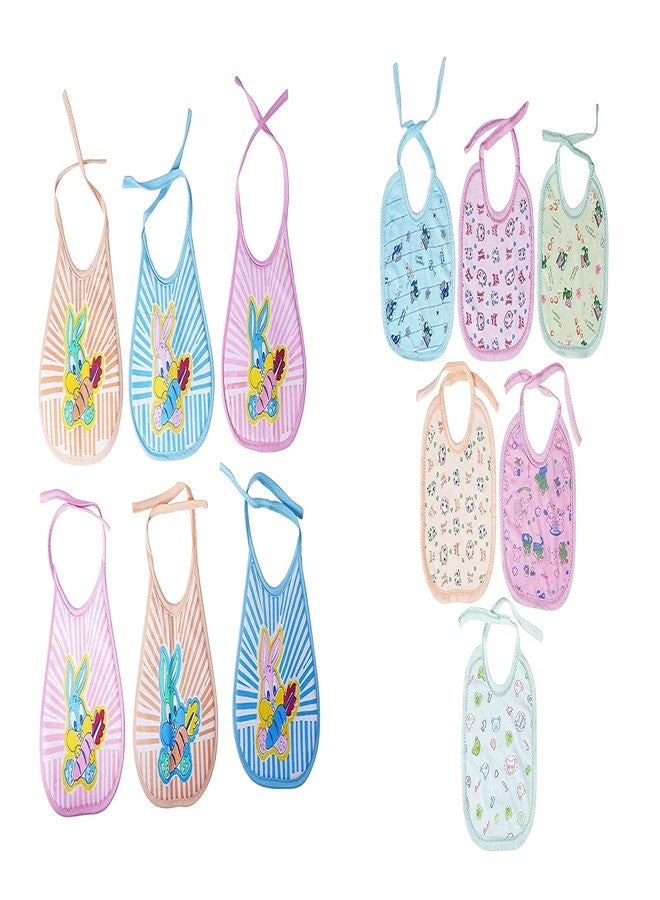 Da Anushi Soft Cotton Washable & Reusable Multicolor Absorbing/Comfortable and Easily Adjustable Feeding Bibs In Apron Style For Babies,Toddlers,Infants - Image 1