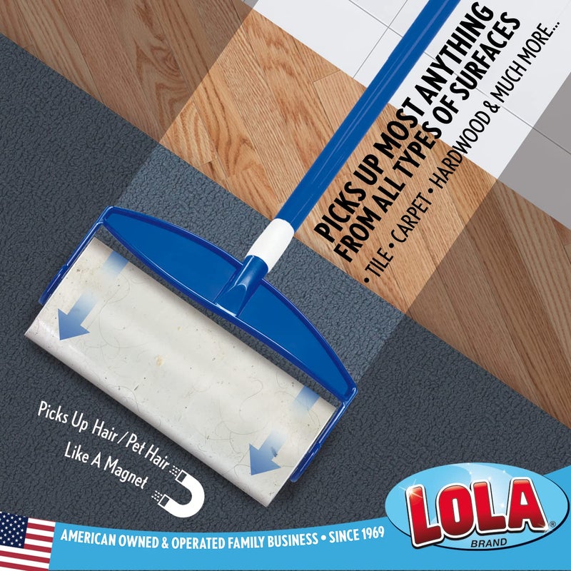 LOLA إعادة تعبئة ممسحة لولا رولا اللاصقة، تحبس الأوساخ والغبار والشعر، مزيل شعر الحيوانات الأليفة ومنظف، أسطوانة لاصقة عملاقة، 30 ورقة لاصقة كبيرة لتنظيف الأرضيات والسجاد، عبوة واحدة - Image 5