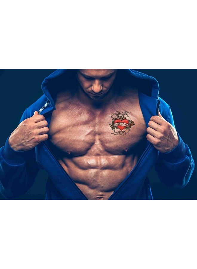 Dopetattoo 6 أوراق وشم مؤقت قلب وردة أم أب فن عائلة وشم وشوم مزيفة قلب أم رقبة ذراع صدر 3.7 بوصة - Image 4