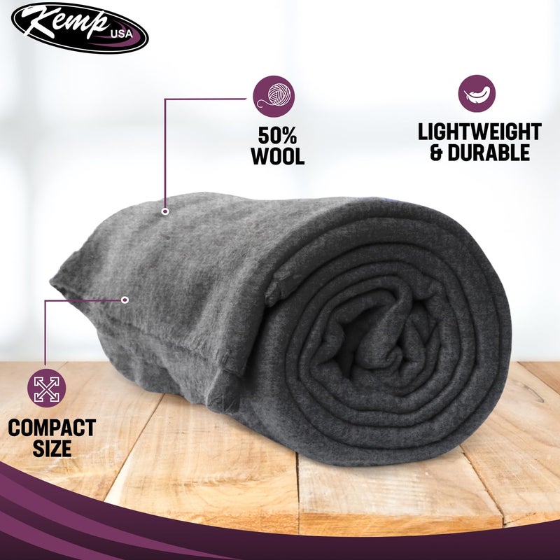 Kemp USA 50% Wool Multipurpose Blanket - Ideal for Camping Essentials, Disaster Relief, Military Use, Donations - Measures 60'' x 84'', 5 lbs - Durable Throw Blanket for Survival Kit, Fire Retardant - Image 3