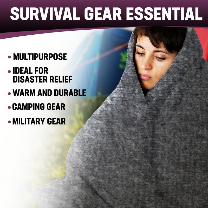Kemp USA 50% Wool Multipurpose Blanket - Ideal for Camping Essentials, Disaster Relief, Military Use, Donations - Measures 60'' x 84'', 5 lbs - Durable Throw Blanket for Survival Kit, Fire Retardant - Image 4