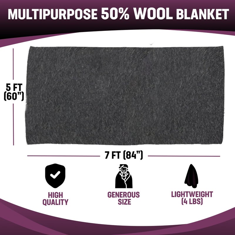 Kemp USA 50% Wool Multipurpose Blanket - Ideal for Camping Essentials, Disaster Relief, Military Use, Donations - Measures 60'' x 84'', 5 lbs - Durable Throw Blanket for Survival Kit, Fire Retardant - Image 2