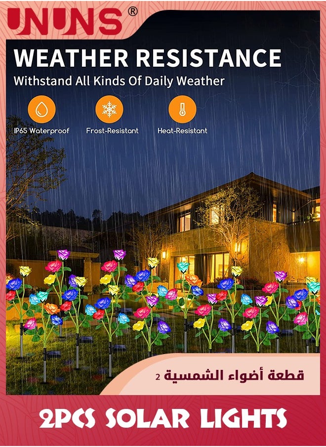 UNUNS Solar Garden Lights,2 Pack Version Solar Lights Outdoor,7-Color Changing Rose Lights For Yard,Decoration,Enlarged Solar Panel,More Realistic Rose Flower  - Image 5