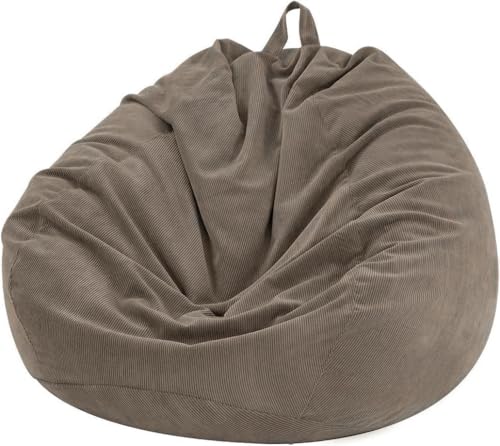 Nobildonna 3 ft Bean Bag Chair Cover (No Filler) 35"×43" Large Stuffed Animal Storage Bean Bag Washable Big Beanbag Chair Cover Premium Corduroy Bean Bag Cover for Adults,Kids,Light Brown 300L - Image 1