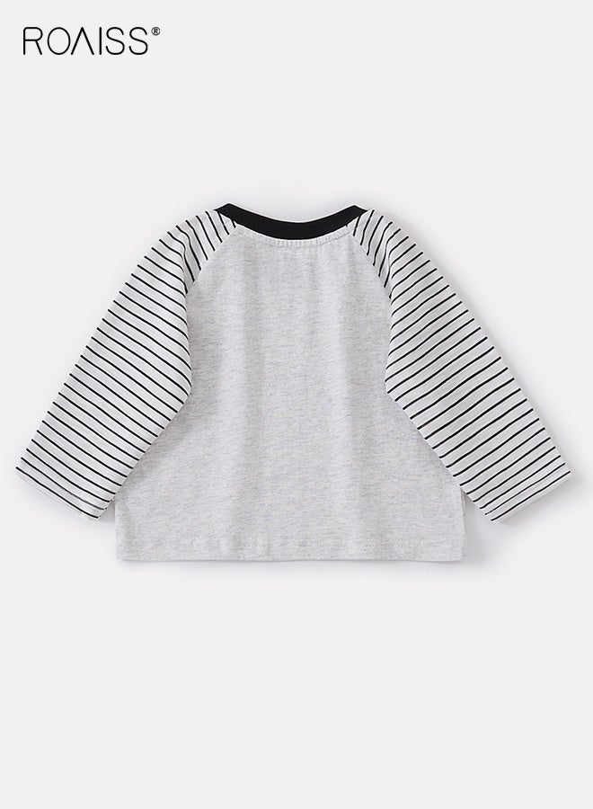 رويس طقم تي شيرت وجينز للأطفال الرضع، ملابس أنيقة لفصلي الربيع والخريف للأطفال الصغار بنقوش رائعة، قميص بأكمام طويلة وسروال كاوبوي بخصر مطاطي، طقم ملابس مريح من قطعتين للأولاد، مناسب للارتداء اليومي والأنشطة الخارجية - Image 4