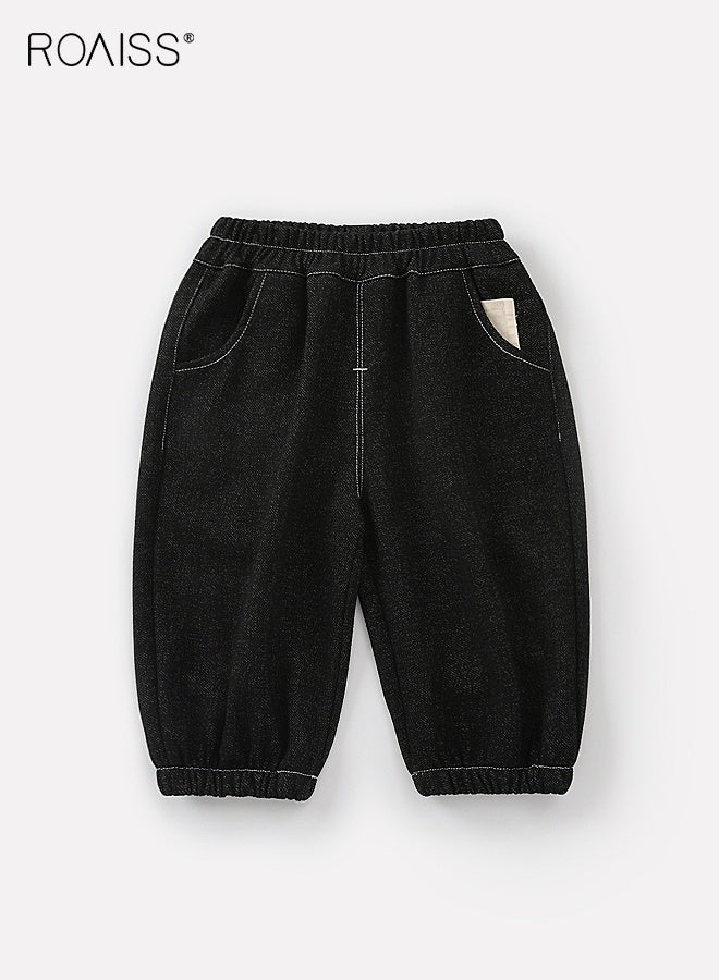 رويس طقم تي شيرت وجينز للأطفال الرضع، ملابس أنيقة لفصلي الربيع والخريف للأطفال الصغار بنقوش رائعة، قميص بأكمام طويلة وسروال كاوبوي بخصر مطاطي، طقم ملابس مريح من قطعتين للأولاد، مناسب للارتداء اليومي والأنشطة الخارجية - Image 3