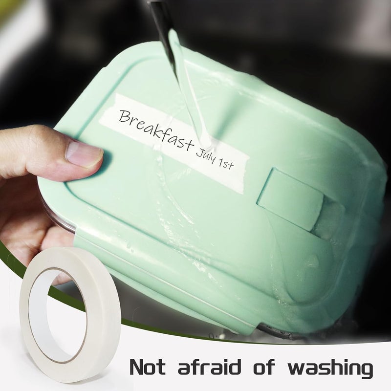 Nirvany 220 Yards Freezer Tape, Writable Surface, Low Temperature Resistance, Easy Tear and Residue-Free Removal, Ideal for Food Containers and Refrigerators, Includes 4 Rolls, Each 0.79 Inch by 55 Yards - Image 4