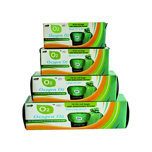 O2 Dustbin Bags Biodegradable For Kitchen, Office, Large Size (Green, 24" X 32", 01 Roll = 15 Bag)(Garbage Bags/Trash bags) - Image 4