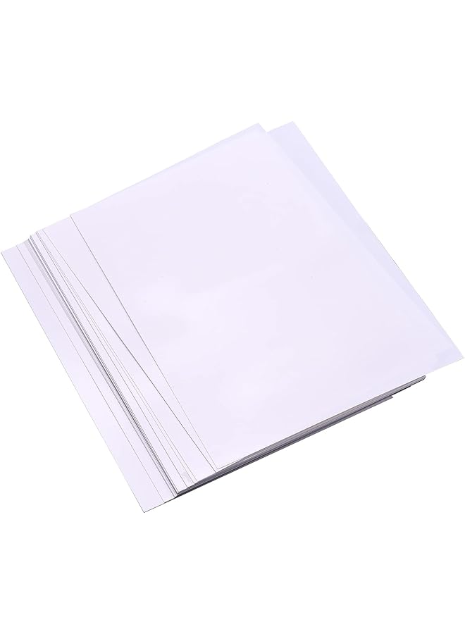 إيروريكس مجموعة أغشية الانكماش البيضاء القابلة للطباعة، 25 ورقة من ورق الانكماش الفني القابل للانكماش، يمكن طباعتها لطابعة نفث الحبر، لصنع المعلقات والأقراط وسلاسل المفاتيح والحلي والإكسسوارات، مقاس 8.3 × 11.4 بوصة - Image 1